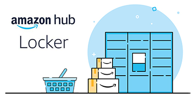 Logotipo de Amazon Lockers con casilleros